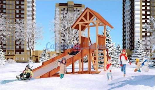 Зимняя деревянная игровая горка Савушка Зима 5 - купить за 99000.00 руб.