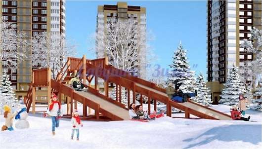 Зимняя деревянная игровая горка Савушка Зима 7 - купить за 260000.00 руб.