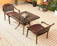 комплект из литого алюминия стол квадратный сорренто "sorrento" 78х78 бронза арт.6116 + 2 кресла вулкан арт.1027 bronze\n008 bronze