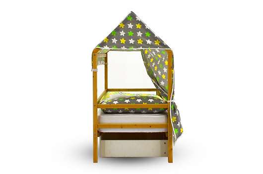 Крыша текстильная Бельмарко для кровати-домика Svogen звезды, желтый, белый, фон графит - купить за 3890.00 руб.