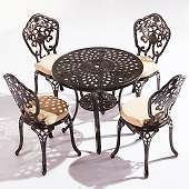 комплект мебели из литого алюминия стол круглый сорренто "sorrento" арт.6058 + 4 стула нью йорк "new york" bronze арт.6026-4