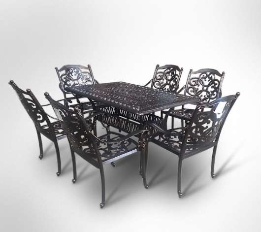 Мебель обеденная из литого алюминия стол Феникс + 6 кресел Джунген - купить за 116250.00 руб.