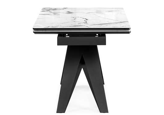 Стеклянный стол Блэкбери 140(200)х80х75 белый мрамор / черный - купить за 46250.00 руб.