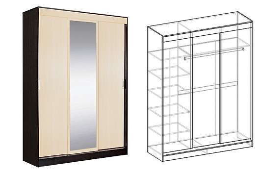 Шкаф 3х створчатый  с 1 зеркалом Светлана - купить за 29584.00 руб.