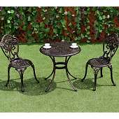 комплект мебели из литого алюминия стол круглый сорренто "sorrento" арт.6058 + 2 стула нью йорк "new york" bronze арт.6026-2