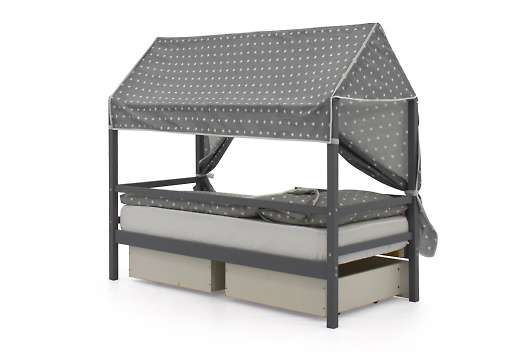 Крыша текстильная Бельмарко для кровати-домика Svogen звезды, фон графит - купить за 3890.00 руб.