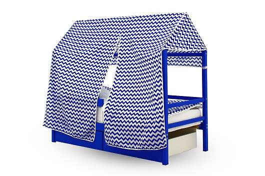 Крыша текстильная Бельмарко для кровати-домика Svogen зигзаги синие - купить за 3890.00 руб.
