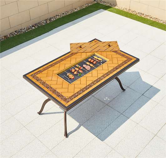 Стол прямоугольный с барбекю из литого алюминия БАРБЕКЮ-1 арт.6139 - купить за 60300.00 руб.