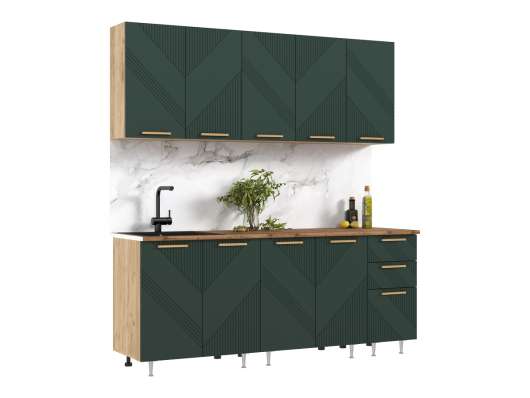 Кухня Ирис 2,0 м Дуб Крафт Золотой/Браш Грин - купить за 34630.00 руб.