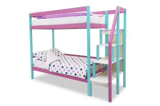 Детская двухъярусная кровать Svogen мятный-лаванда - купить за 25990.00 руб.