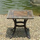 стол квадратный из литого алюминия с керамикой опалия арт.6158