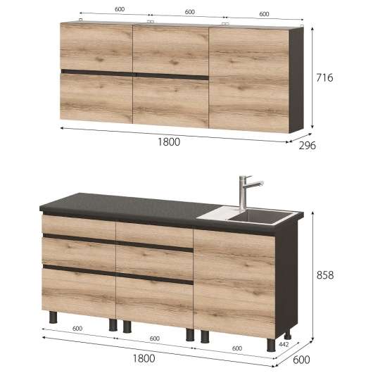 Кухня Берген 1.8 м вариант 1 - купить за 29490.00 руб.