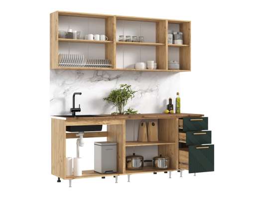 Кухня Ирис 2,0 м Дуб Крафт Золотой/Браш Грин - купить за 34630.00 руб.