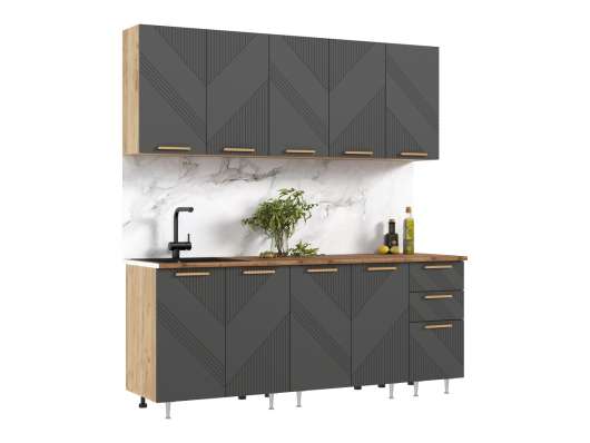 Кухня Ирис 2,0 м Дуб Крафт Золотой/Браш Графит - купить за 34630.00 руб.