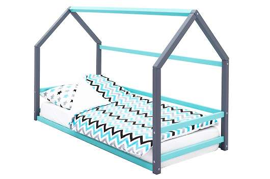 Детская кровать-домик Монтессори Svogen графит-мятный - купить за 8490.00 руб.