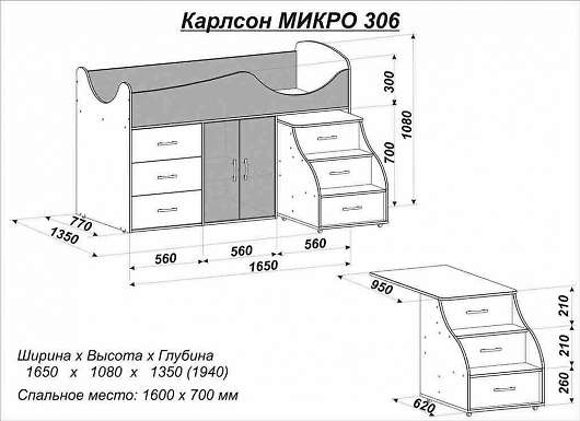 Кровать-чердак Карлсон Микро 306 15.8.306 - купить за 22230.00 руб.