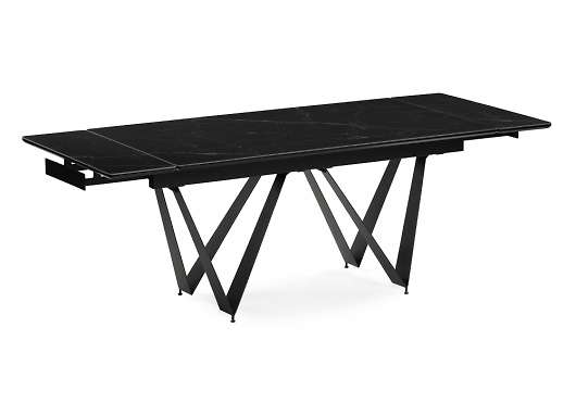Стеклянный стол Марвин 160(220)х90х76 черный мрамор / черный  - купить за 66350.00 руб.