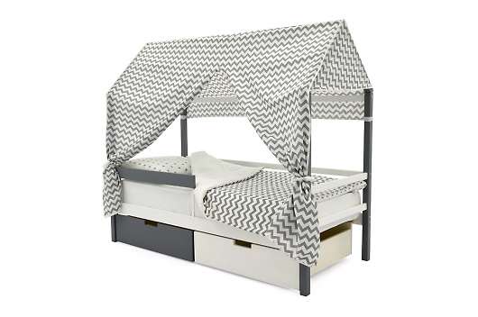 Крыша текстильная Бельмарко для кровати-домика Svogen зигзаги графит - купить за 3890.00 руб.