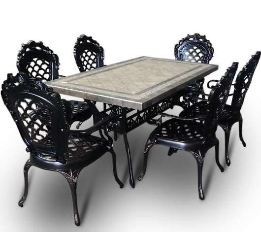 Мебель из литого алюминия стол с керамикой ДИМИКС + 6 кресел ФИНЛЯНДИЯ-4 - купить за 156450.00 руб.