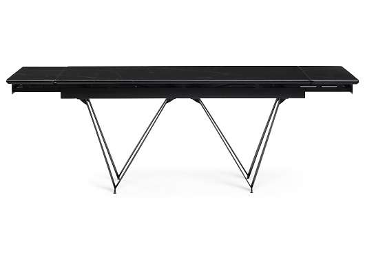 Стеклянный стол Марвин 160(220)х90х76 черный мрамор / черный  - купить за 66350.00 руб.