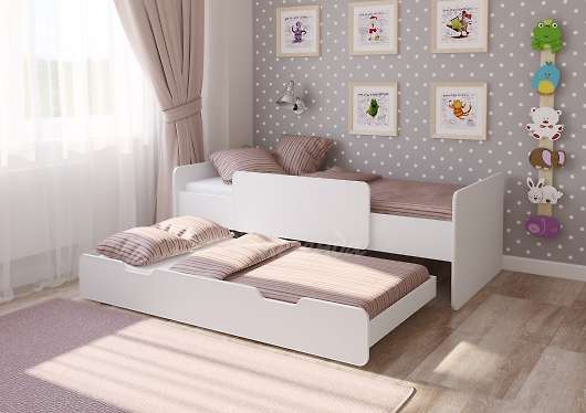 Детская выдвижная двухъярусная кровать Легенда 14.2 белая - купить за 14820.00 руб.