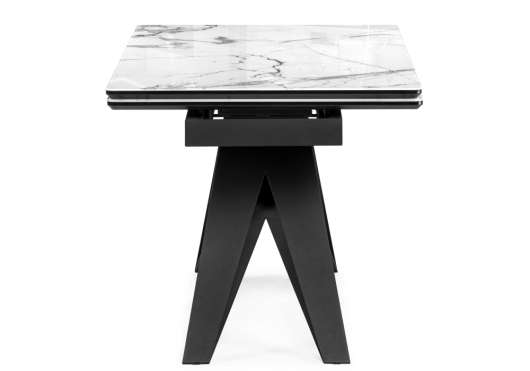 Стеклянный стол Блэкбери 140(200)х80х75 белый мрамор / черный - купить за 0.00 руб.