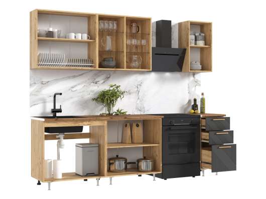 В продаже Кухня Ирис 2,0 м Компановка №2  Дуб Крафт Золотой/Браш Графит Кухня Ирис 2,0 м Компановка №2  Дуб Крафт Золотой/Браш Графит - купить за 36010.00 руб.