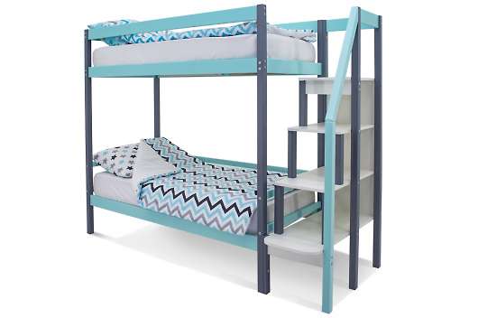 Детская двухъярусная кровать Svogen графит-мятный - купить за 25990.00 руб.