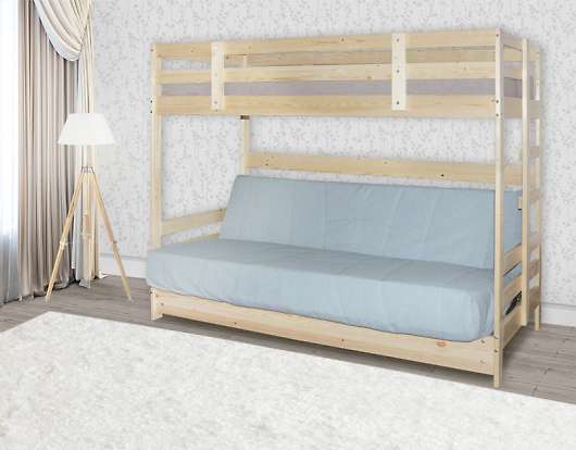 Двухъярусная кровать массив с диван-кроватью - купить за 18720.00 руб.