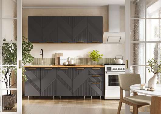 Кухня Ирис 2,0 м Дуб Крафт Золотой/Браш Графит - купить за 34630.00 руб.