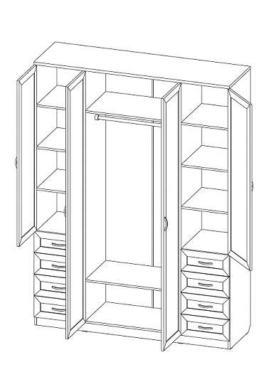 Шкаф 4-х дверный для одежды и белья с ящиками Гарун 112 - купить за 0.00 руб.