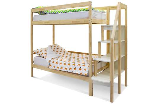 Детская двухъярусная кровать Svogen натура (без покрытия) - купить за 21190.00 руб.