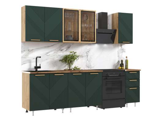 В продаже Кухня Ирис 2,0 м Компановка №2  Дуб Крафт Золотой/Браш Грин Кухня Ирис 2,0 м Компановка №2  Дуб Крафт Золотой/Браш Грин - купить за 36010.00 руб.