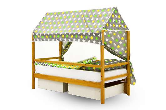 Крыша текстильная Бельмарко для кровати-домика Svogen звезды, желтый, белый, фон графит - купить за 3890.00 руб.