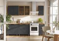 Кухня Ирис 2,0 м Компановка №2  Дуб Крафт Золотой/Браш Графит кухня ирис 2,0 м компановка №2  дуб крафт золотой/браш графит