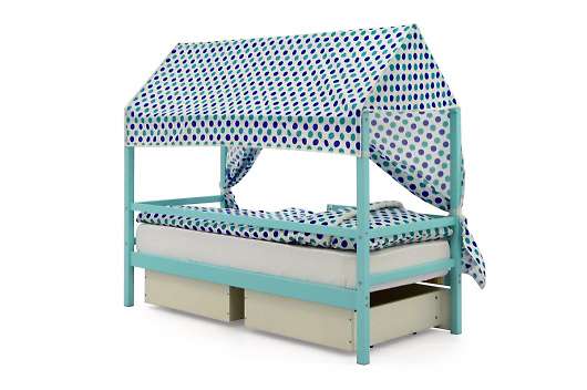 Крыша текстильная Бельмарко для кровати-домика Svogen круги, мятный синий - купить за 3890.00 руб.