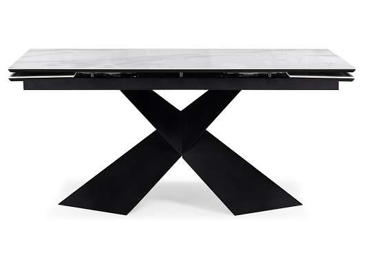 Стеклянный стол Хасселвуд белый мрамор / чёрный - купить за 59190.00 руб.