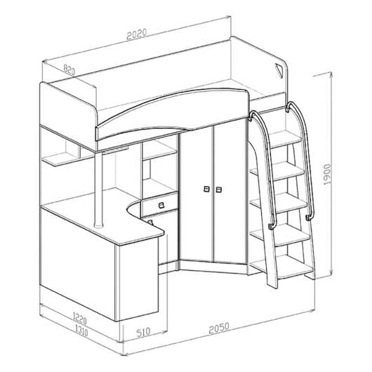Кровать-чердак Дельфин - купить за 22360.0000 руб.